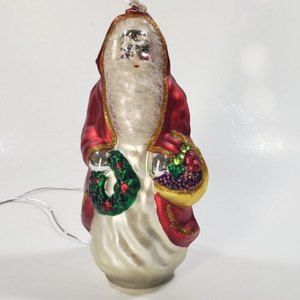Vintage Dept. 56 Large Santa Claus Mercury Glass  Ornament 7"  Original box